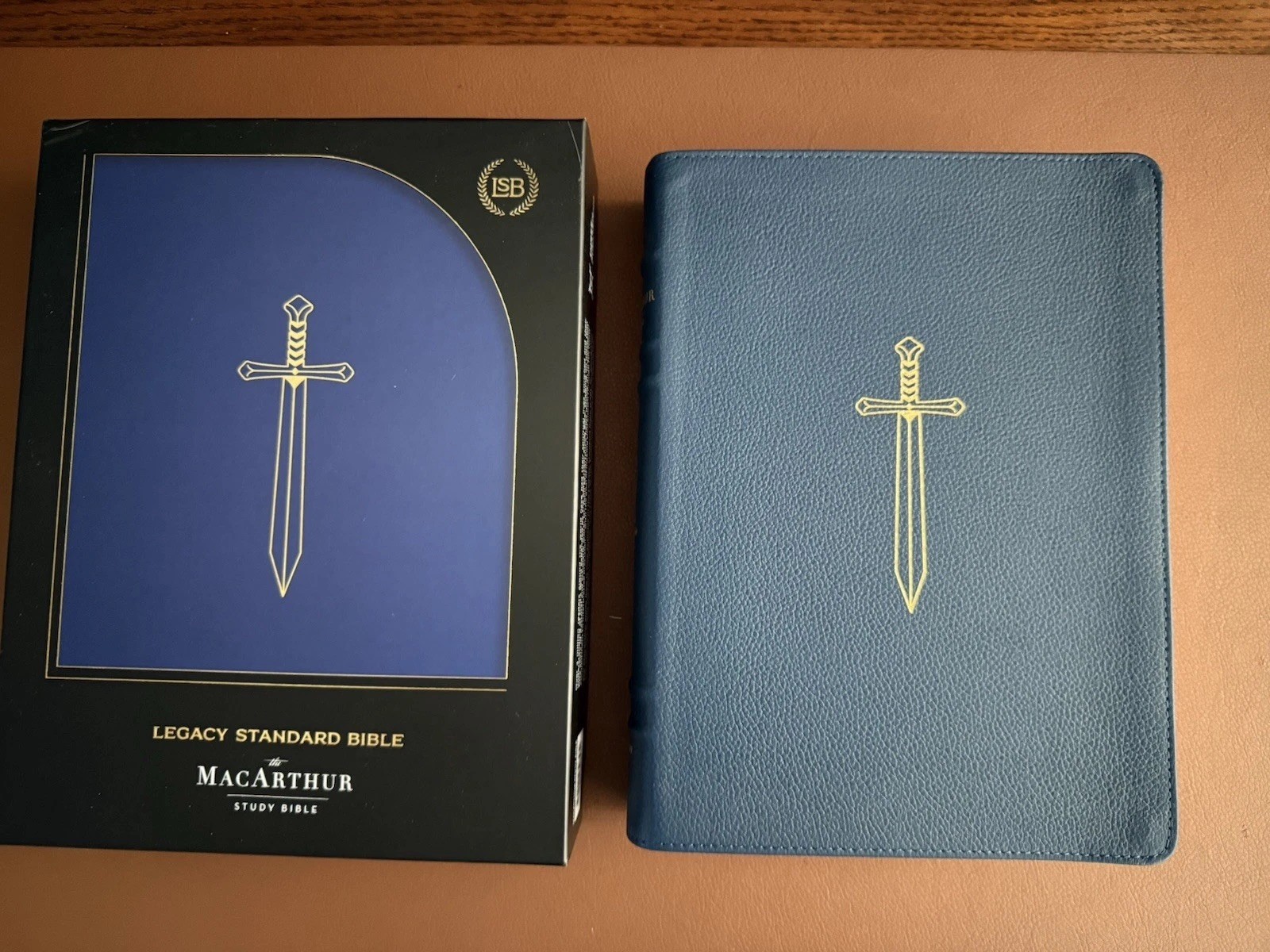 Legacy Standard Bible, MacArthur Study Bible – Paste-Down Cowhide. Blue Sword