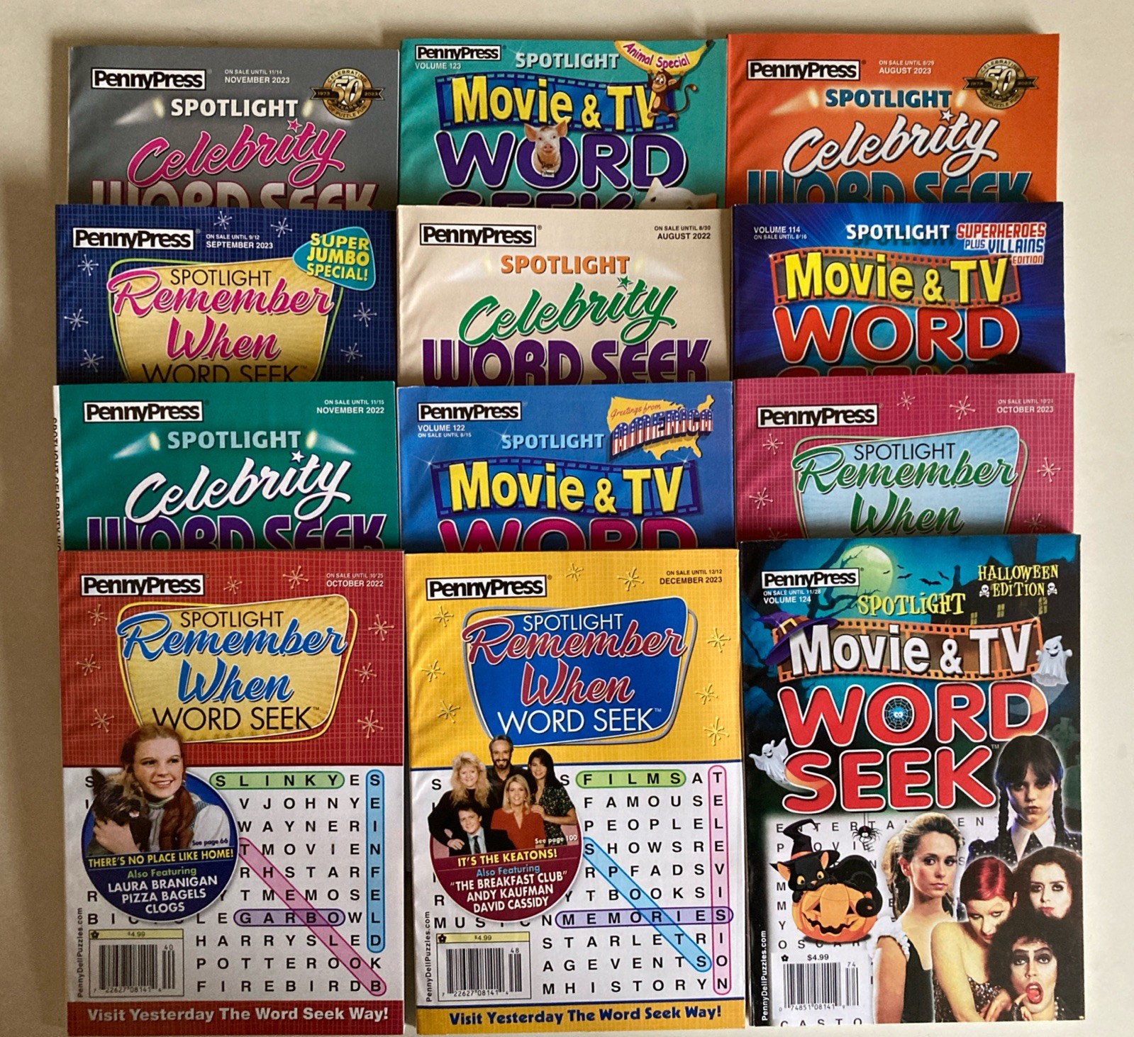 Lot of 6 Penny Press Word Search Puzzle Books Celebrity Movie Spotlight UNSORTED