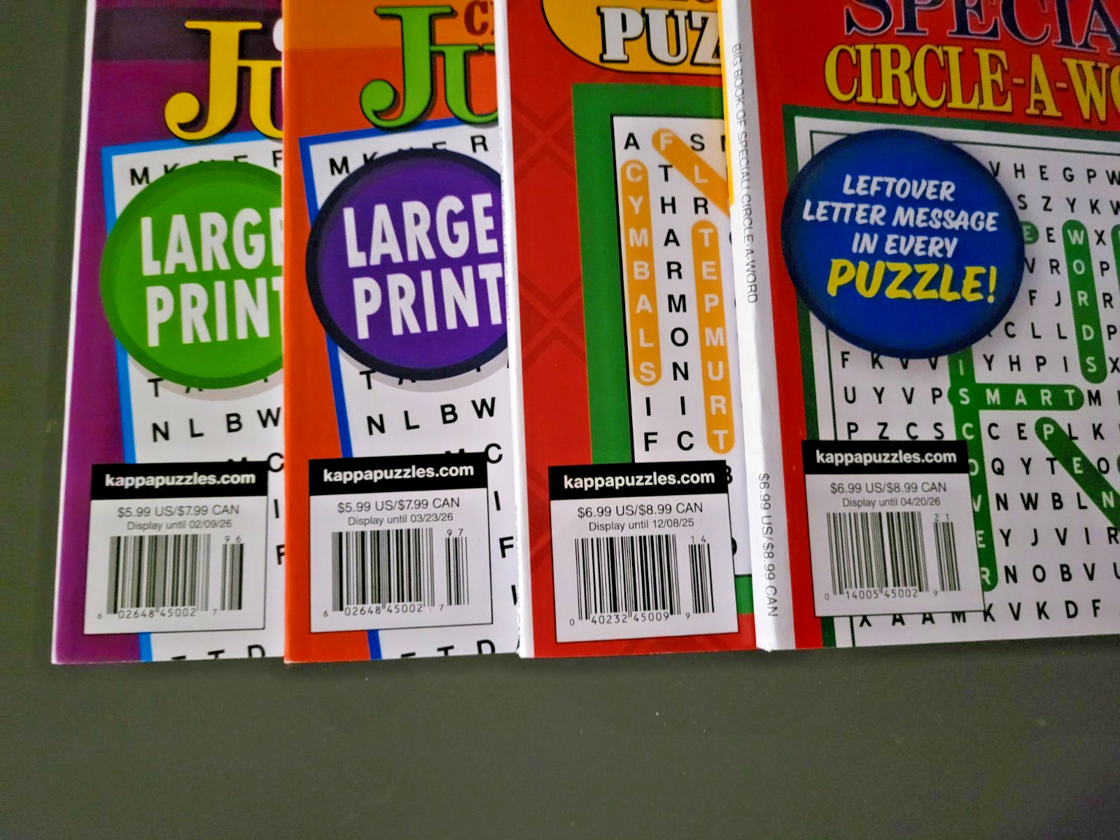 Lot of 4 Circle-A-Word Puzzle Books by Kappa – 530+ Challenges – Large Print