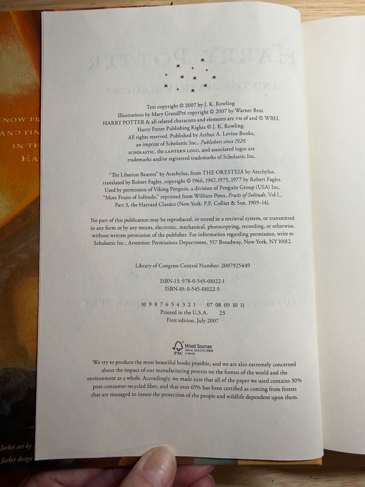 Harry Potter and the Deathly Hallows 1st Edition ERROR page 759