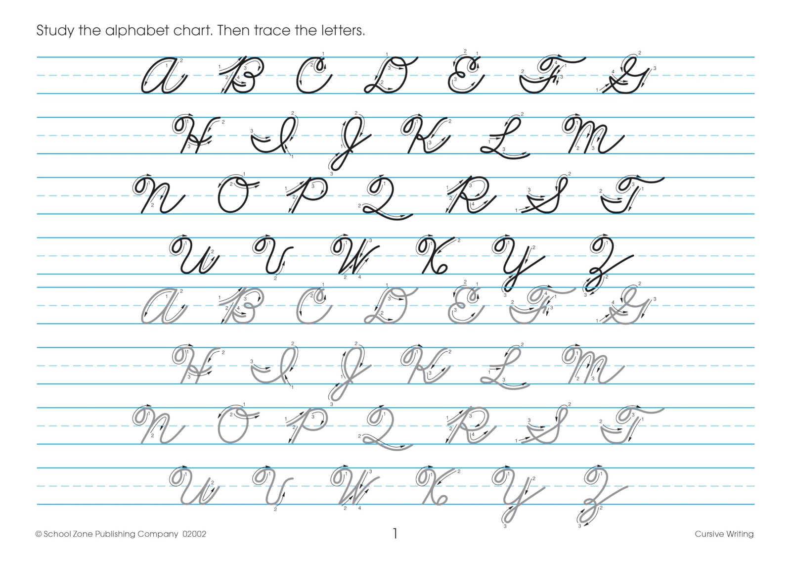 School Zone Cursive Writing Workbook: 32 Pages, 3rd Grade, 4th Grade, Practice