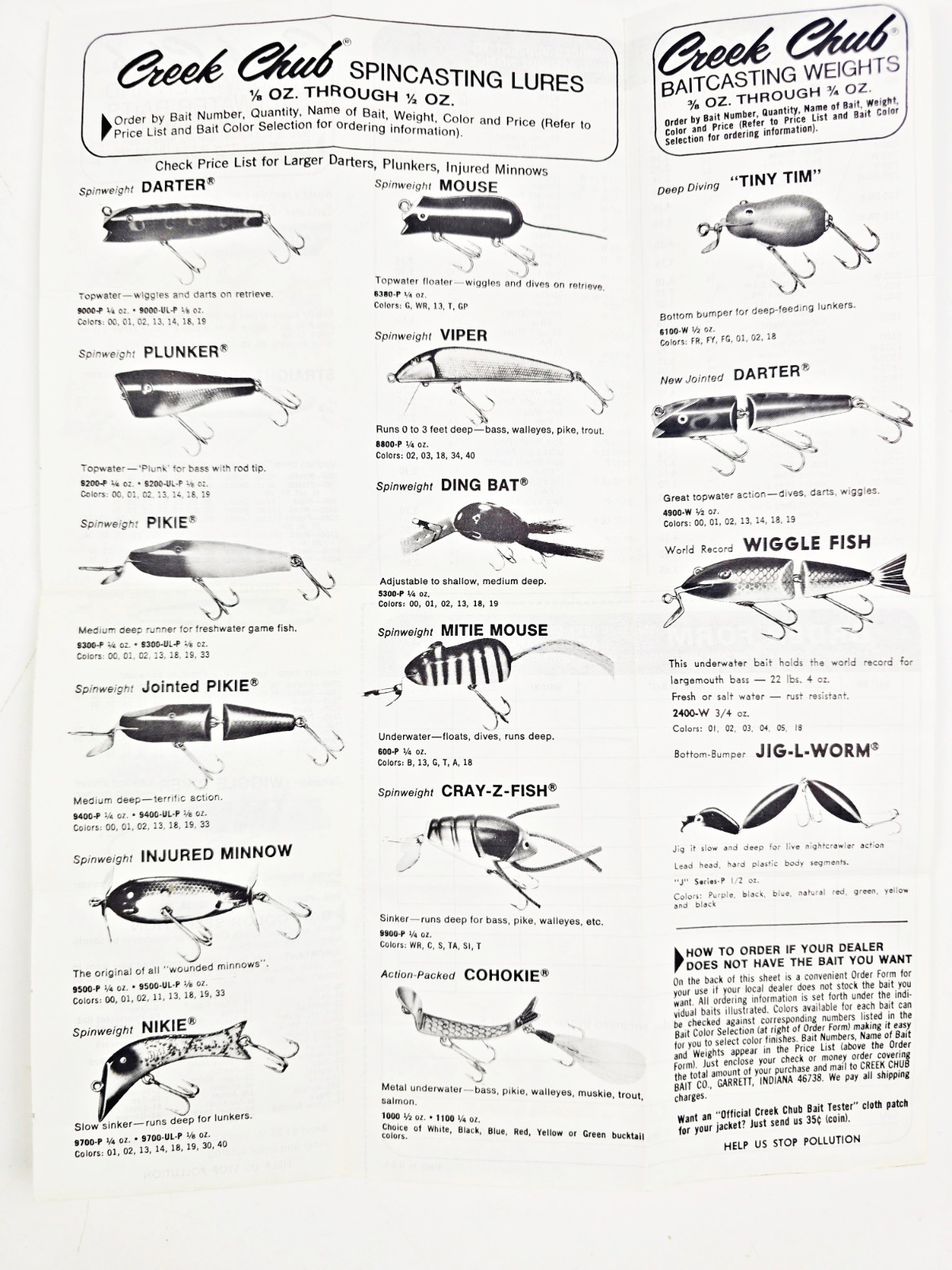 Six 1970s Creek Chub Bait Co Lure Box Inserts Plus A Bonus