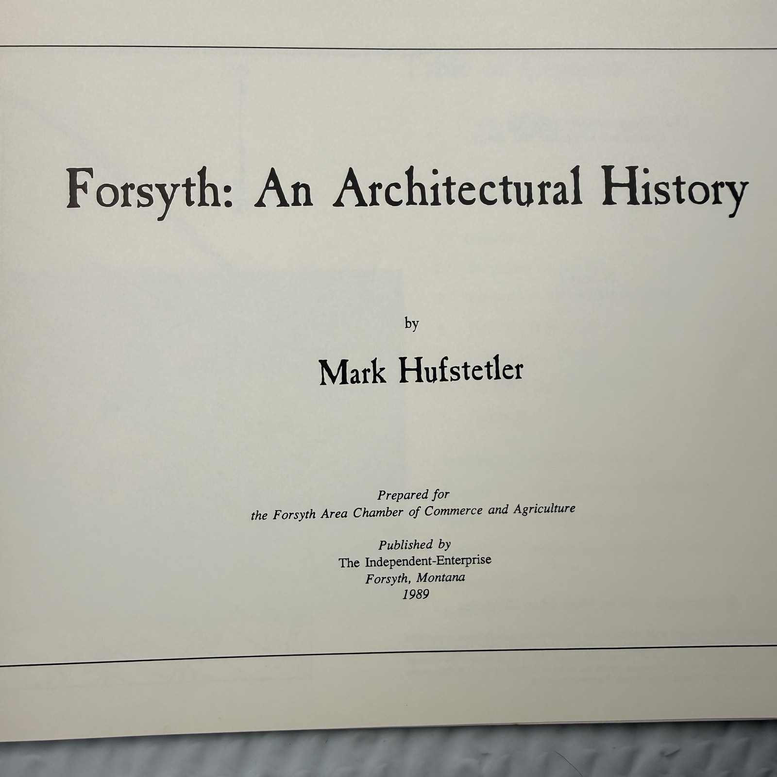 Forsyth Montana Architecture History 1989 Hufstetler Limited 406 800 First Ed PB