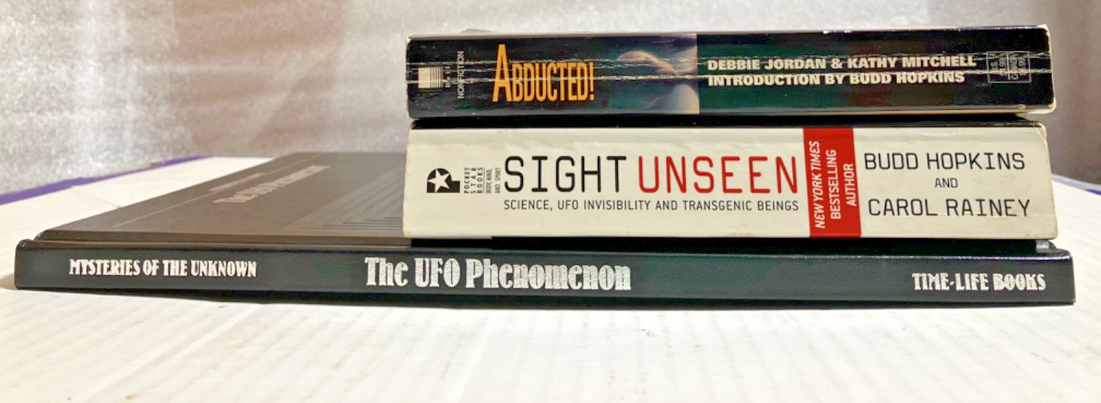 Lot of 3 UFO Books Time-Life HC + PB Abducted + Sight Unseen, Budd Hopkins