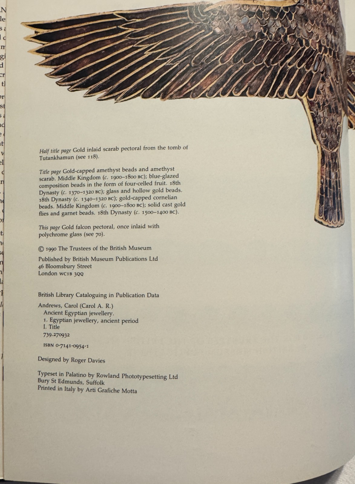 Ancient Egyptian Jewellery by Carol Andrews