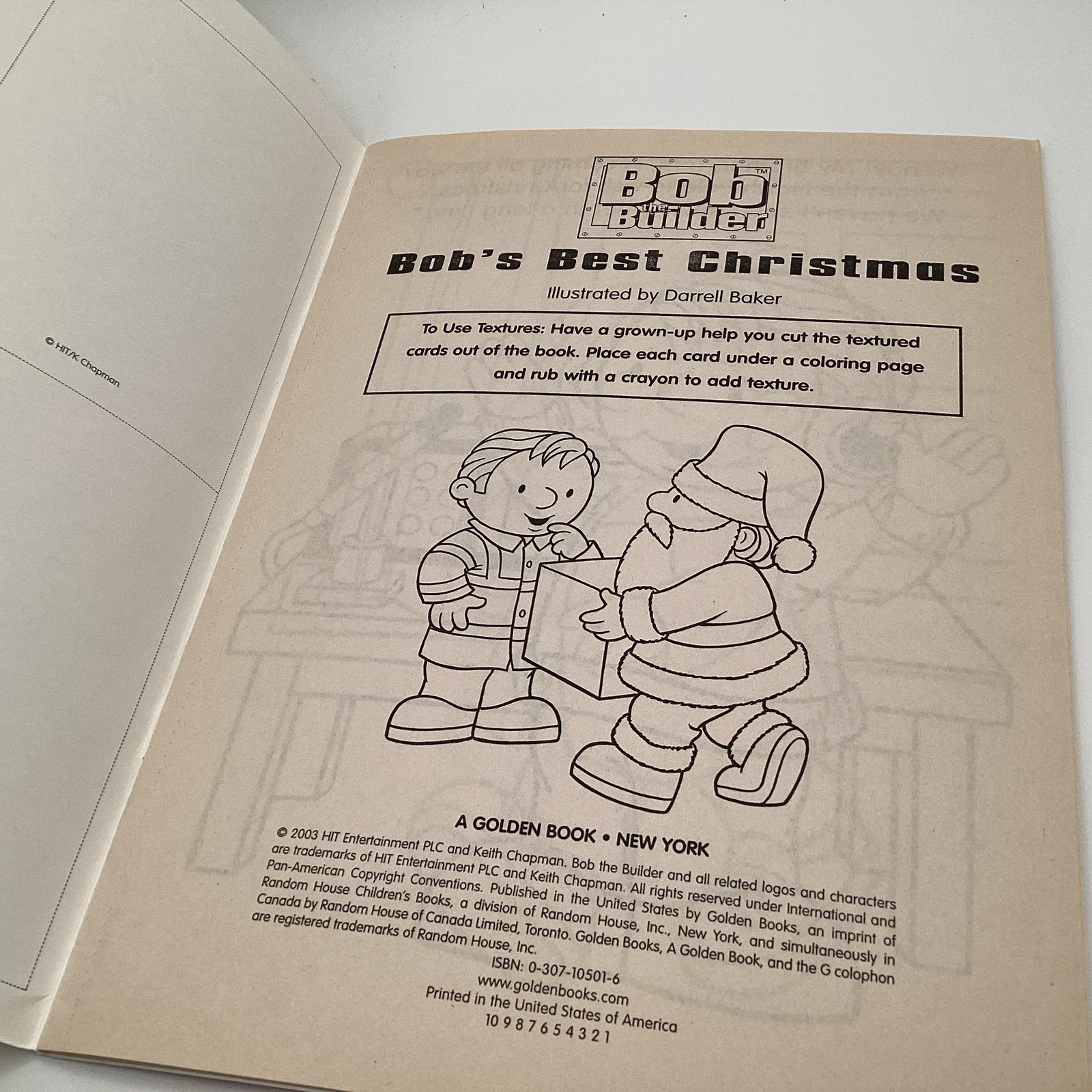Bob the Builder Activity Book, Bob’s Best Christmas, Textured Cards, 2003