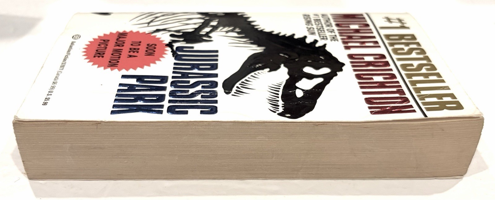 Jurassic Park by Michael Crichton 1991 Paperback Ballantine w/ Embossed Cover