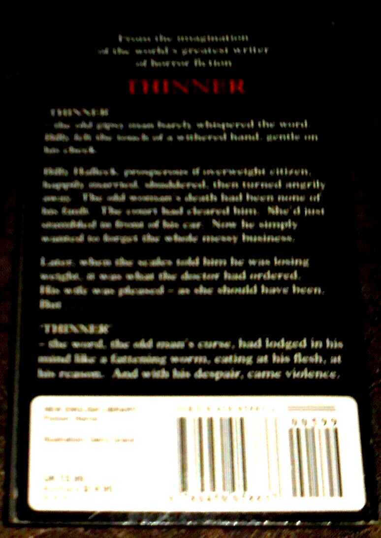 STEPHEN KING THINNER BOOK (282 PAGES)