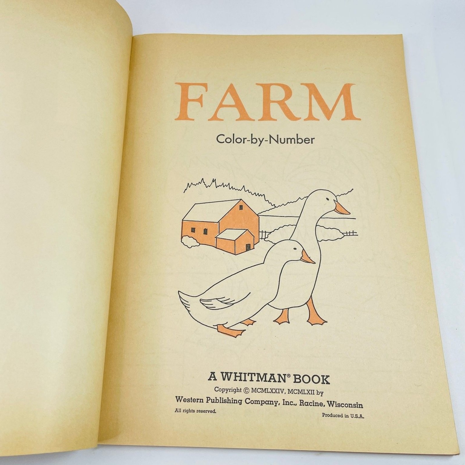 Farm Color-by-Number Whitman 1974 Vintage Children’s Activity Book