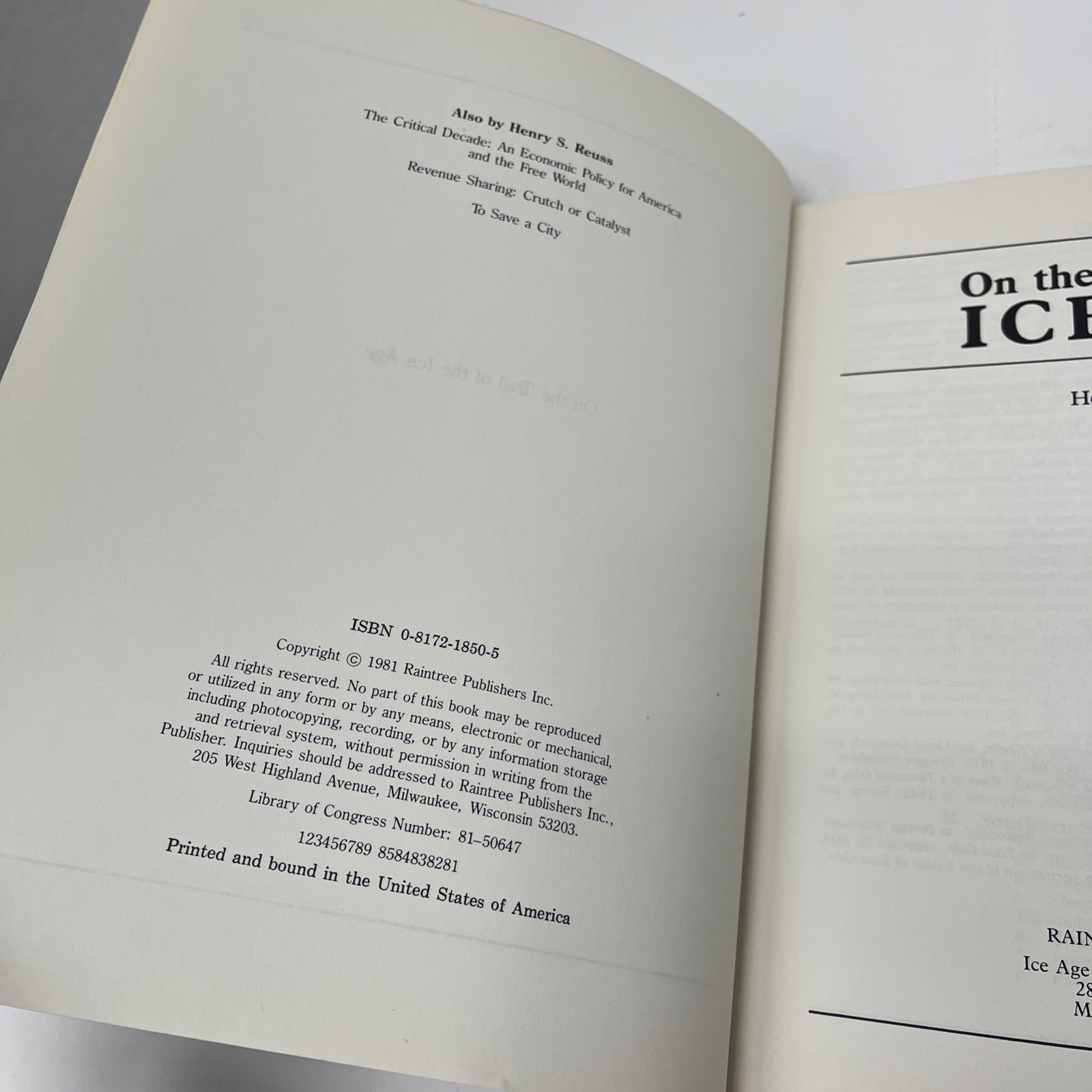 On The Trail of The Ice Age – Henry S. Reuss 1981 Softcover