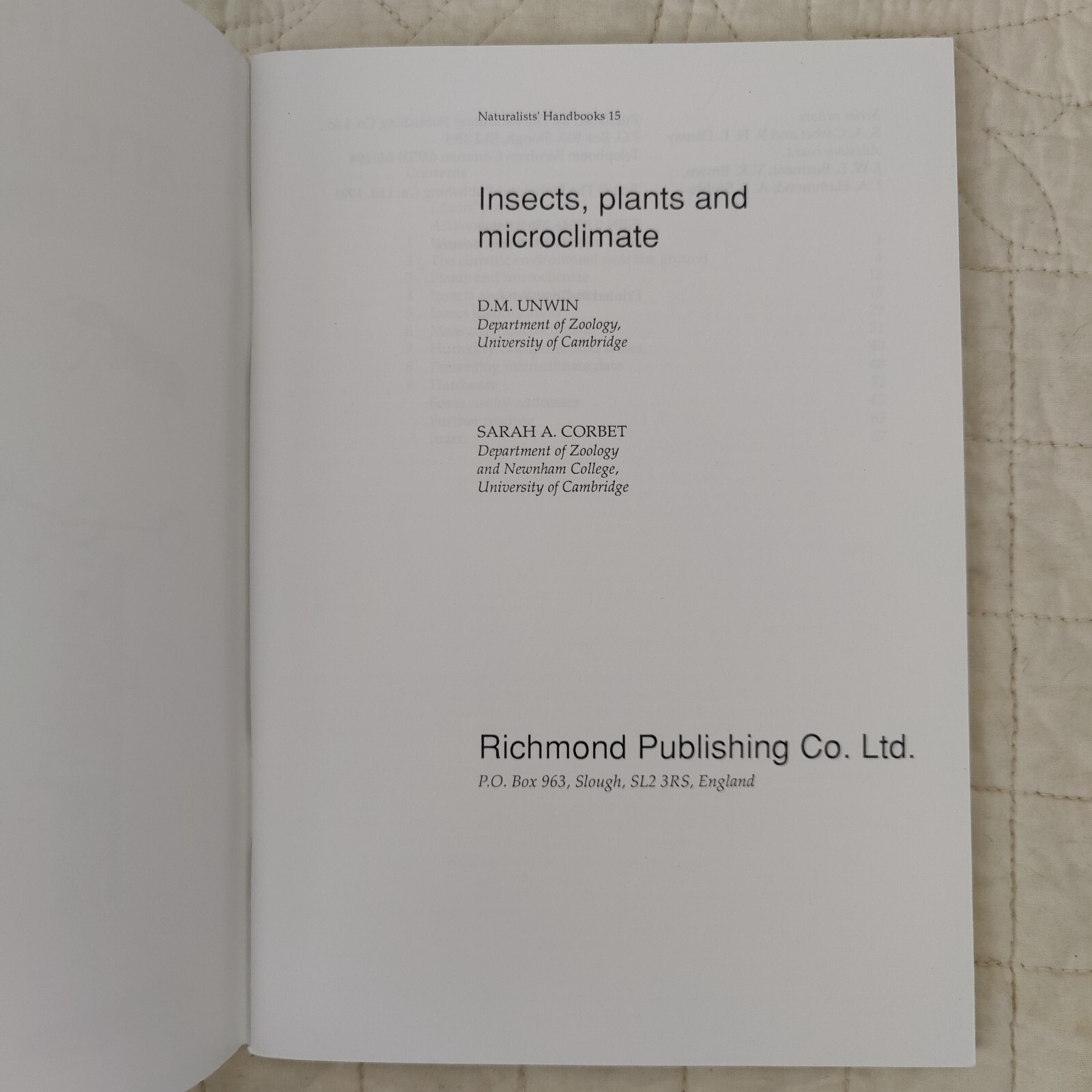 Rare 1991 Insects, Plants and Microclimate – Naturalists’ Handbook 15