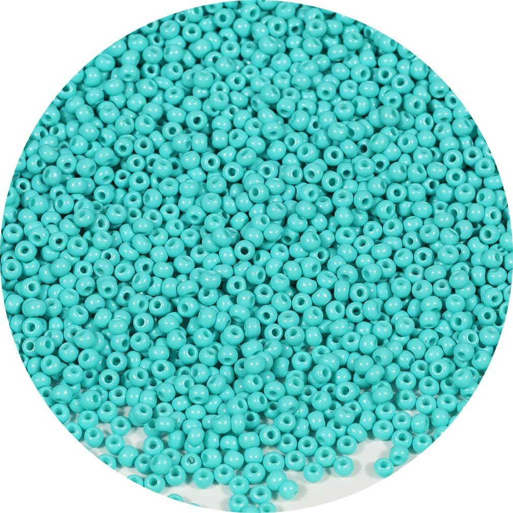 Size 3Mm Turquoise Green Color Seed Beads 4000Pcs/100 Grams, 8/0 round Glass Cra
