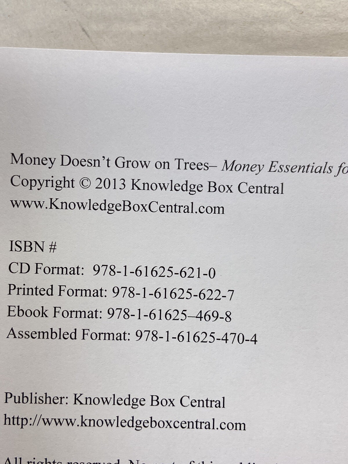 Money Doesn’t Grow on Trees LAPBOOK Grades 5-8 Knowledge Box Kim Smith RARE