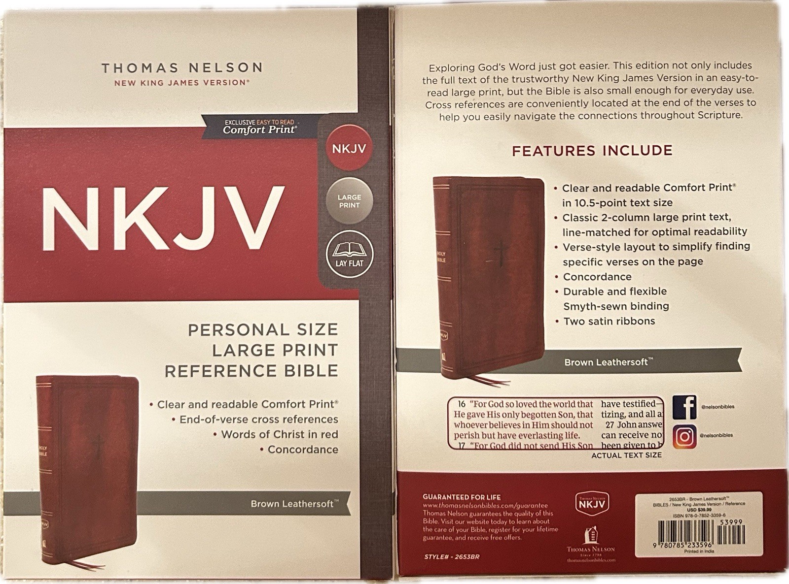 MAGNETIC CLOSURE NKJV LARGE PRINT(10.5pt) CUSTOM ENGRAVED Personal Bible