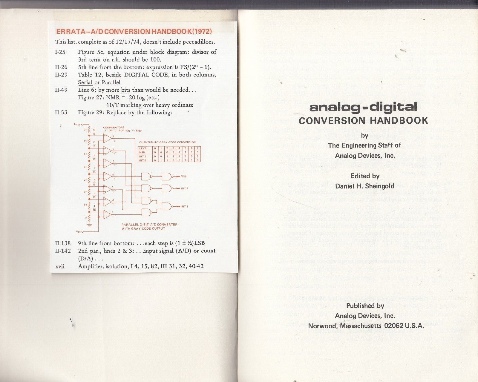 Analog-Digital Conversion Handbook – Analog Devices, Inc – Daniel Sheingold 1972