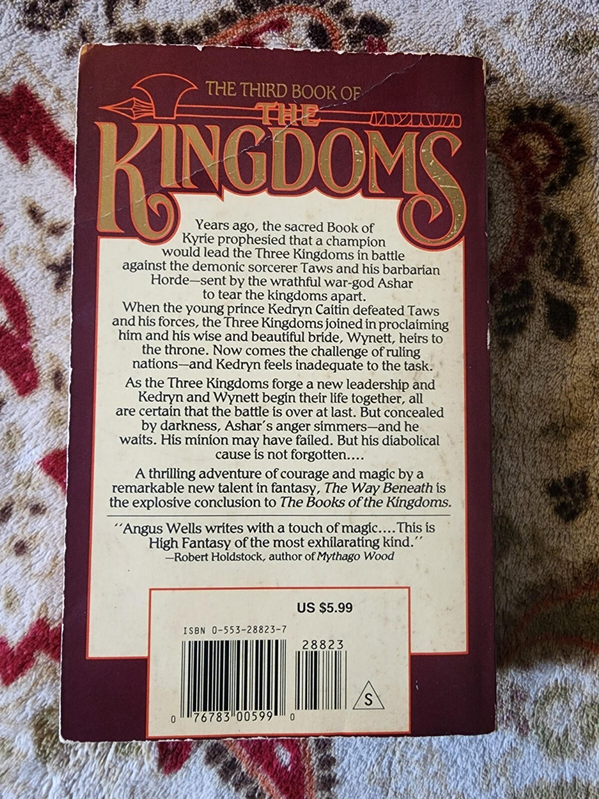 The Way Beneath (The Third Book of the Kingdoms) by Wells, Angus Paperback Book