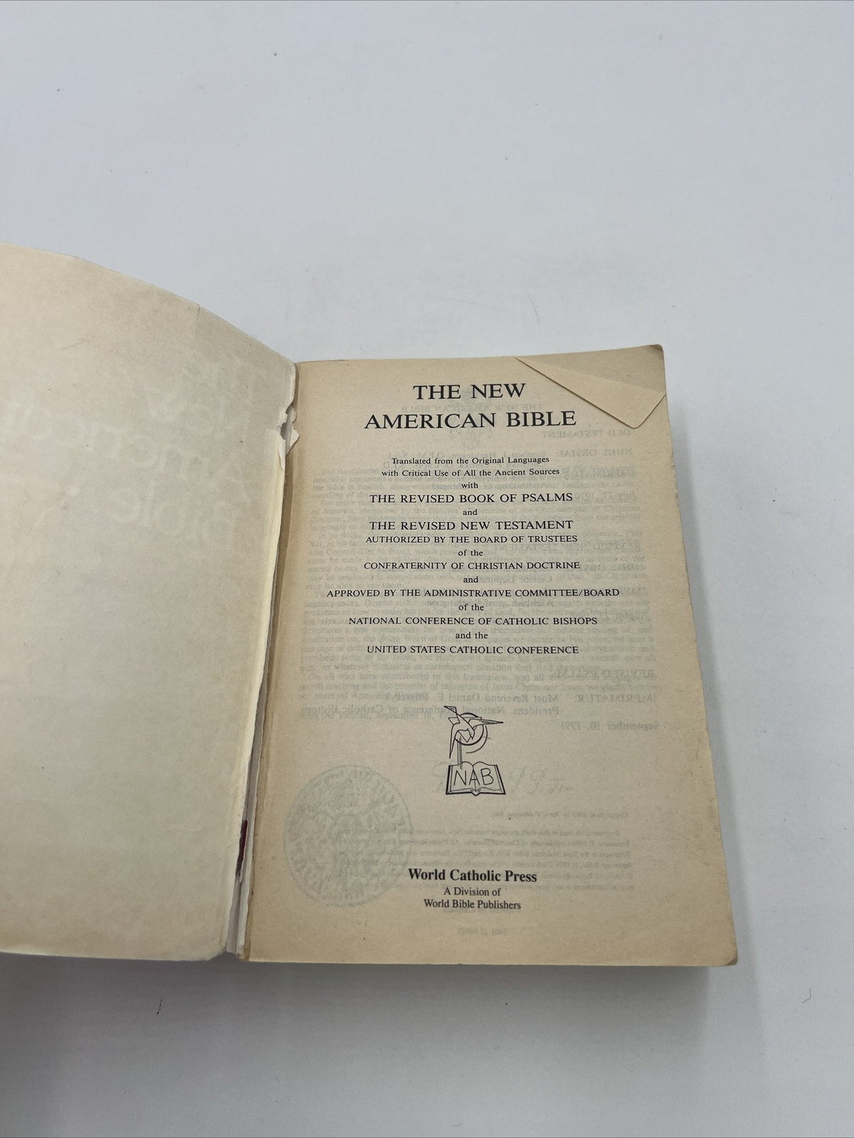 Vintage The New American Bible – World Catholic Press 1991