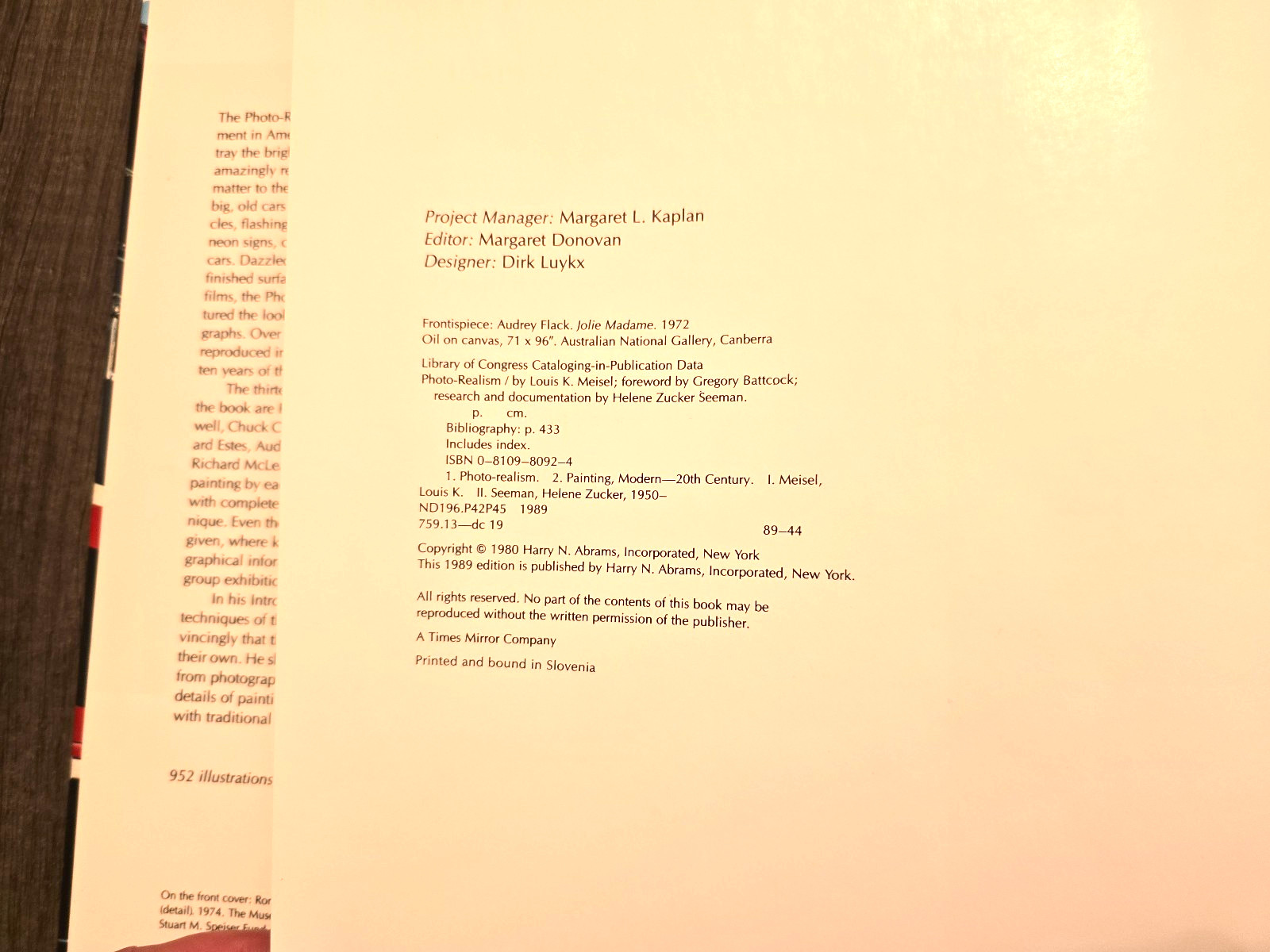 Photorealism by Louis K. Meiser 1989 Hardcover Harry N. Abrams (DH)