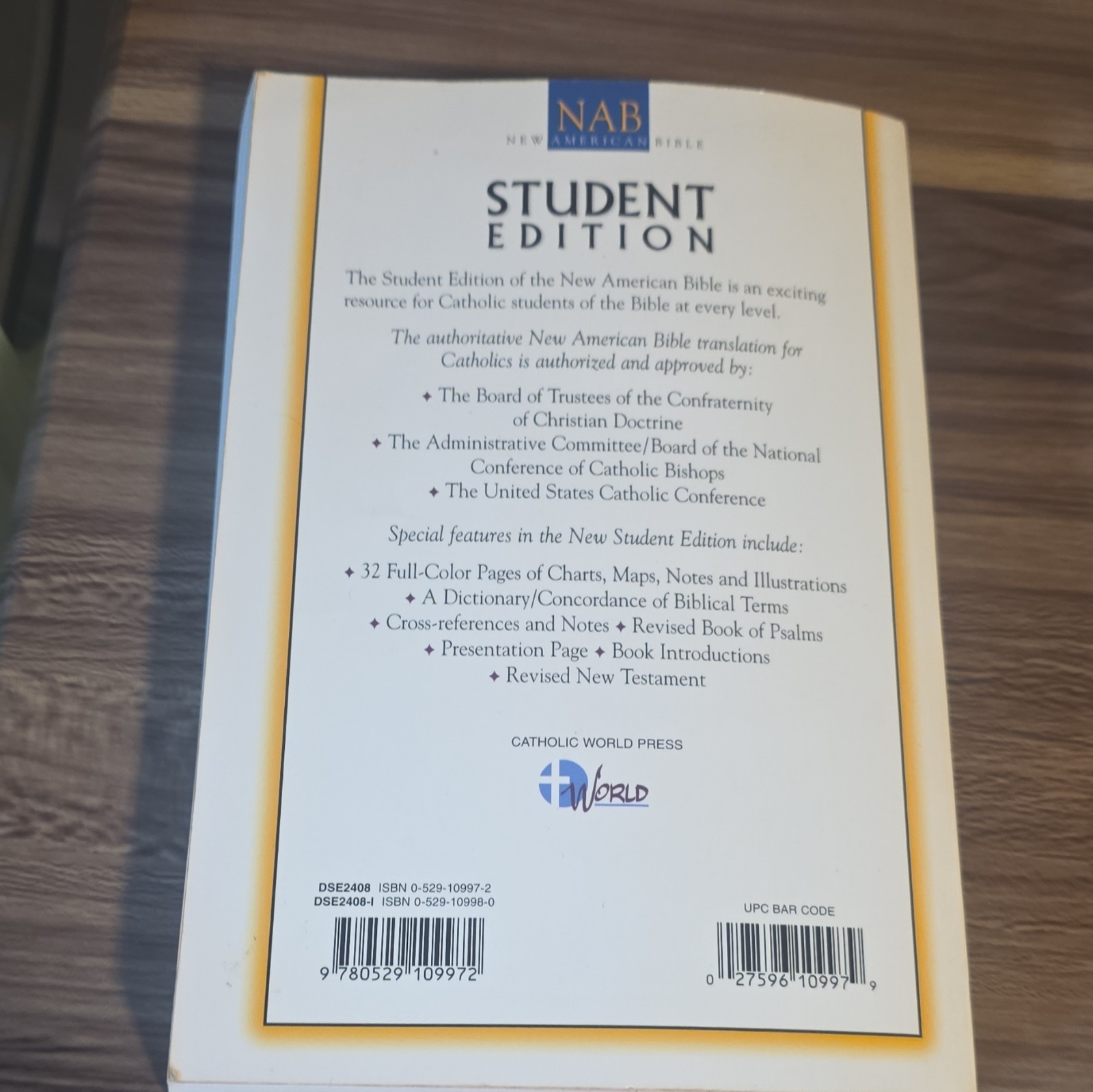 Catholic World Press NAB New American Bible Student Edition PB Illustrated CCD