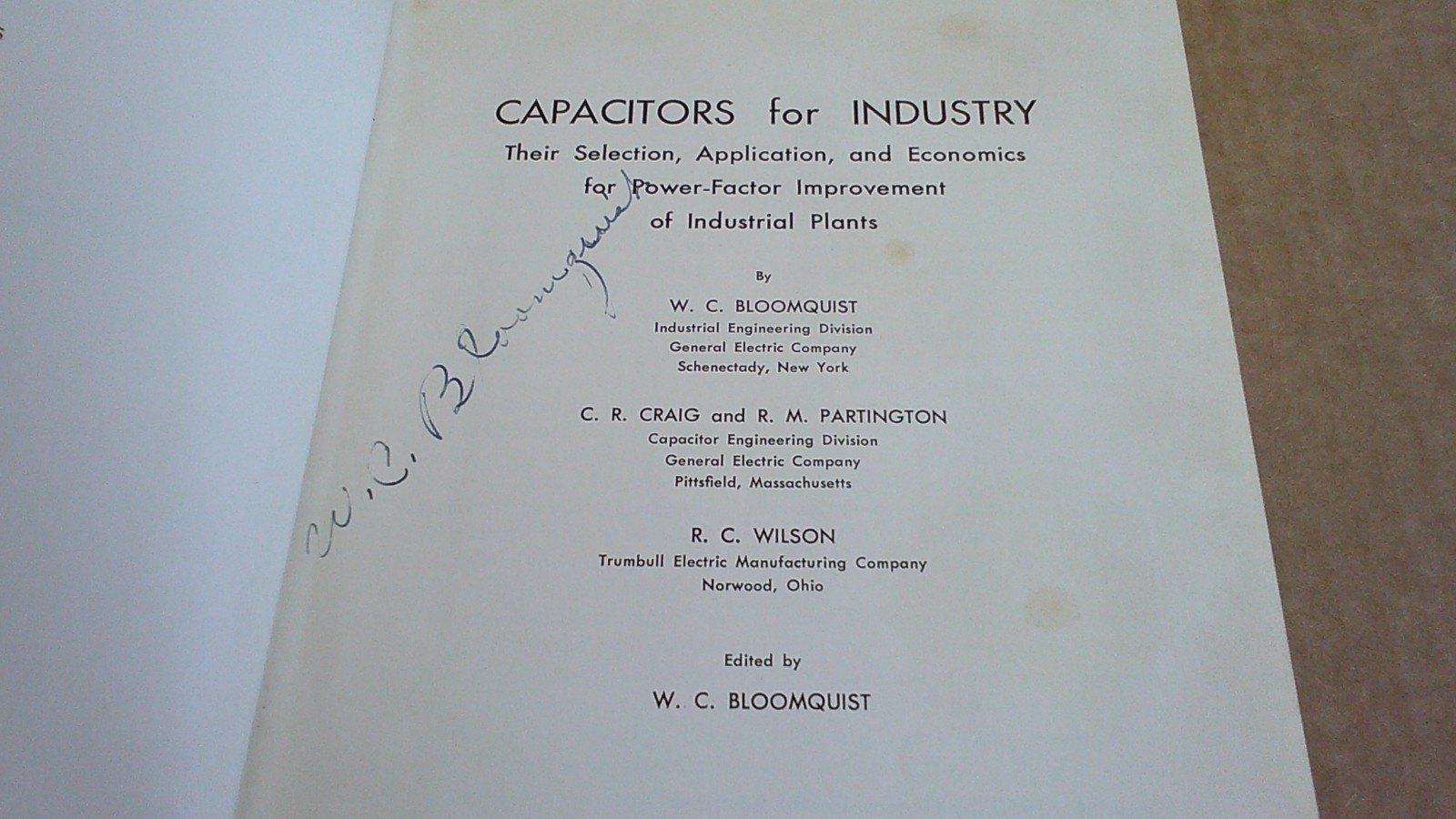 1950 GE Capacitors for Industry Book by Bloomquist General Electric