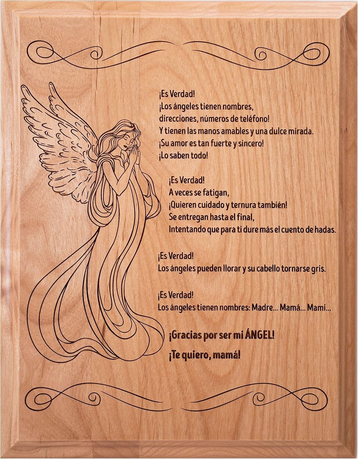 Unique Engraved 7×9” Wood Plaque for Mother’s Day – Spanish Poem Keepsake