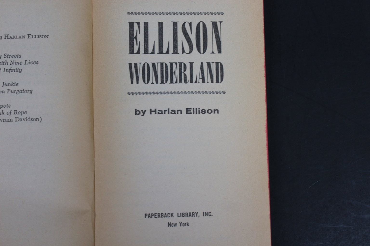 Ellison Wonderland Harlan Ellison 1962 First Printing Science Fantasy PB GGA
