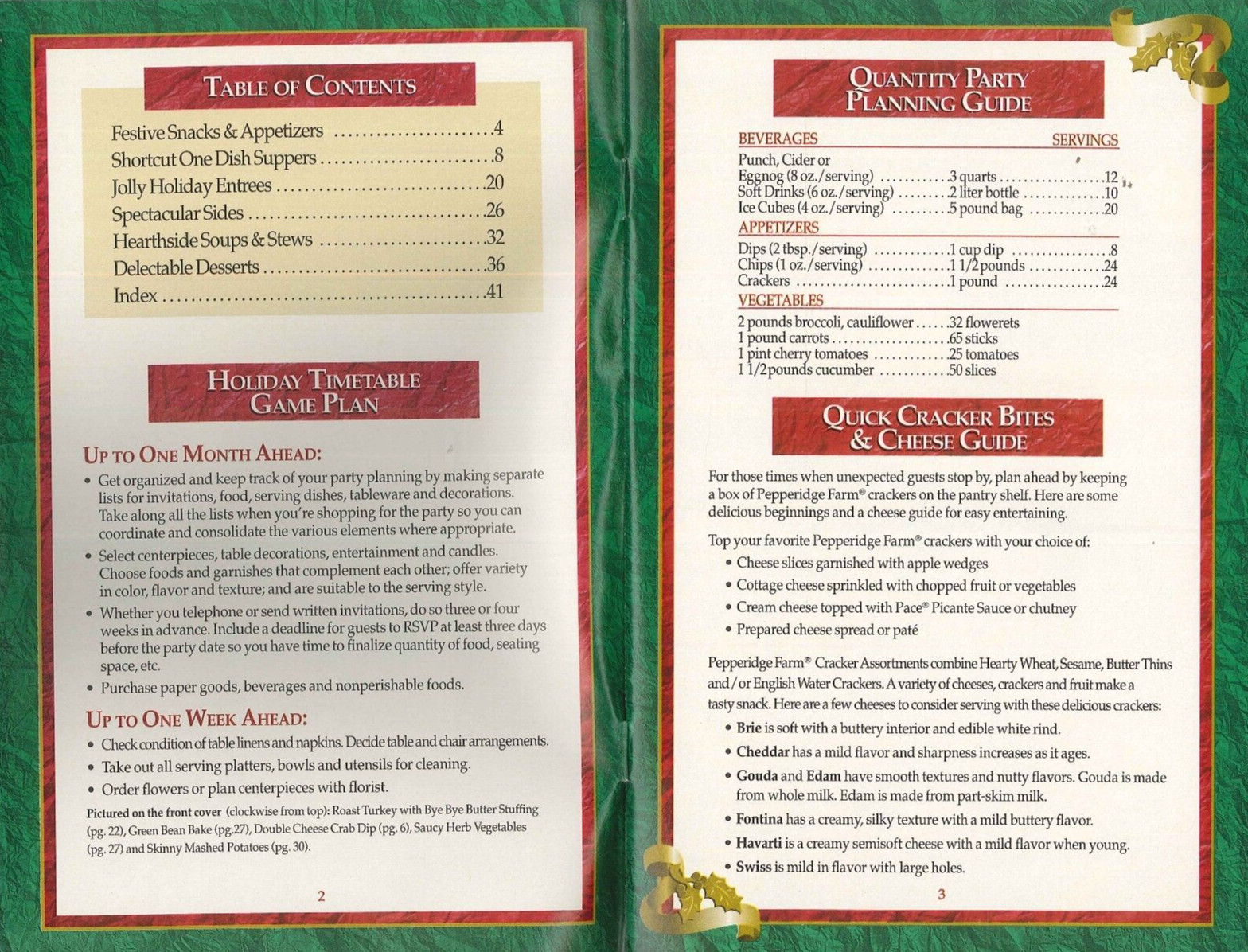 Campbell’s Holiday Cookbook & Planner 1996 Timetable Coupons Cheese Guide