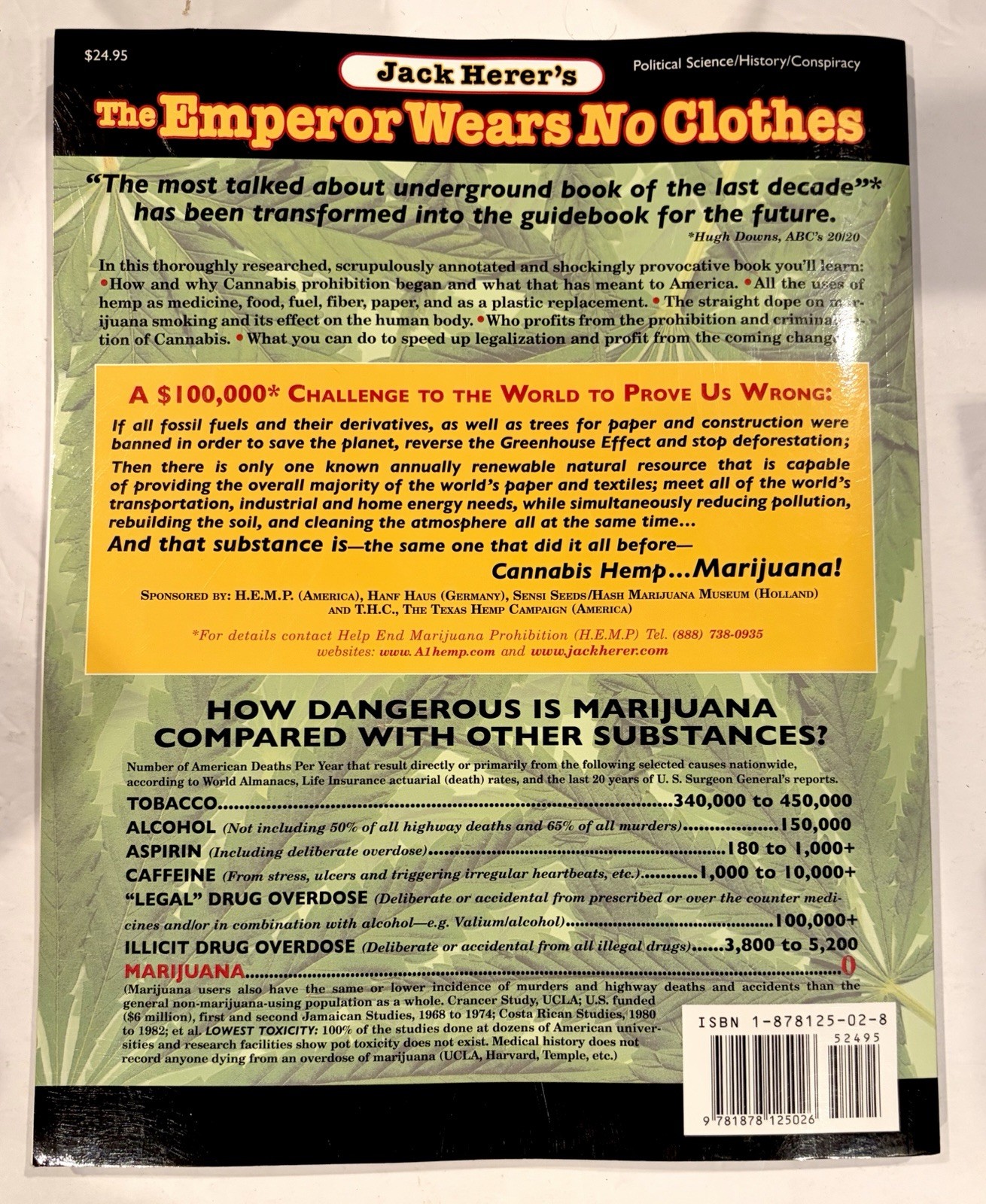 The Emperor Wears No Clothes – Hemp Bible by Jack Herer 12th Edition (1998) SC