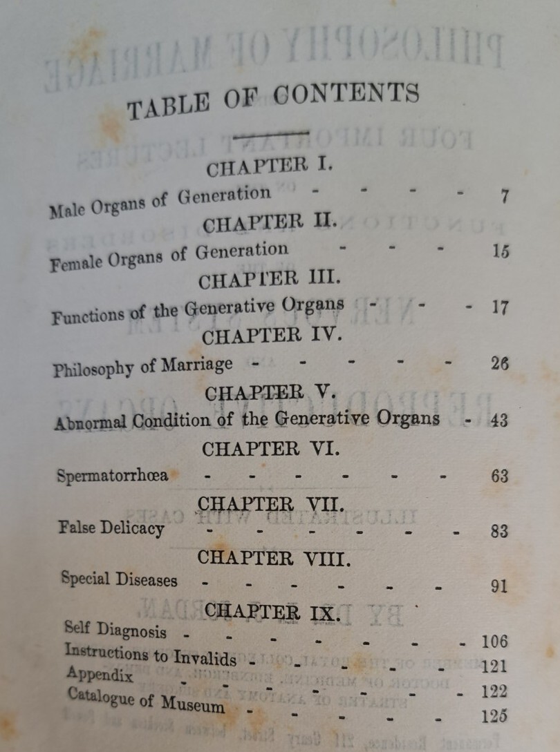1865 The Philosophy of Marriage Being Four Important Lectures, Medical History