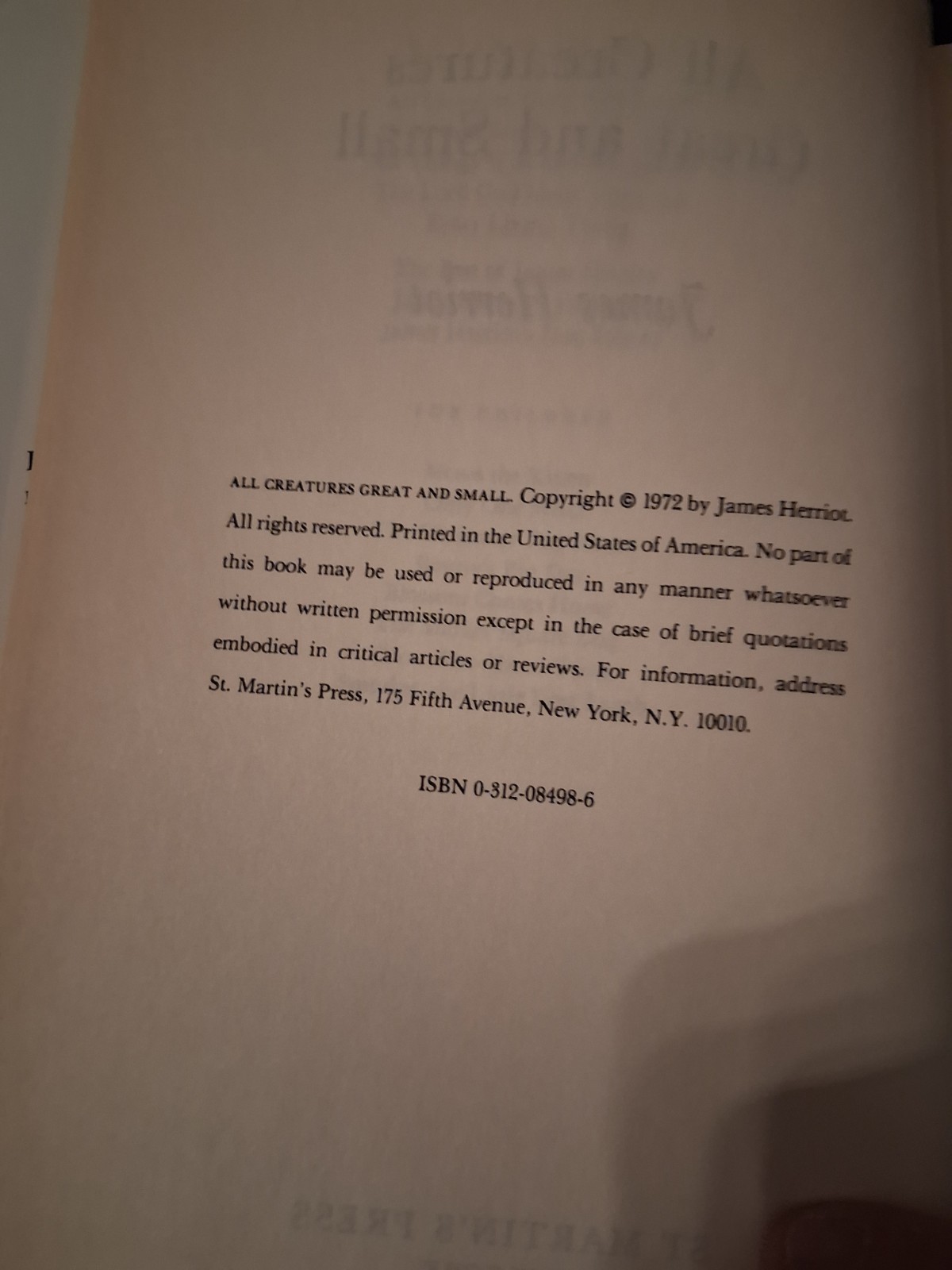 James Herriot All Creatures Great and Small HC DJ St. Martin’s Press 1972
