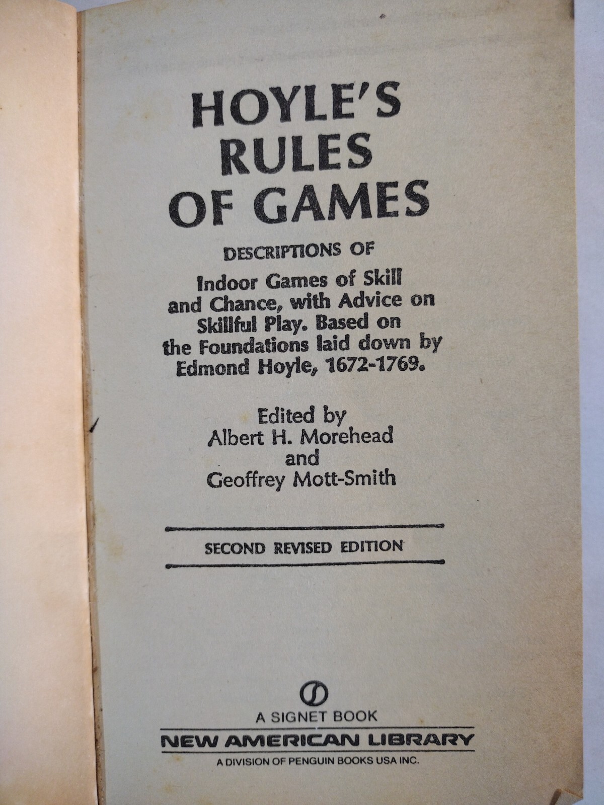 Hoyle’s Rules of Games by Geoffrey Mott-Smith and Albert H. Morehead (1946, Mass