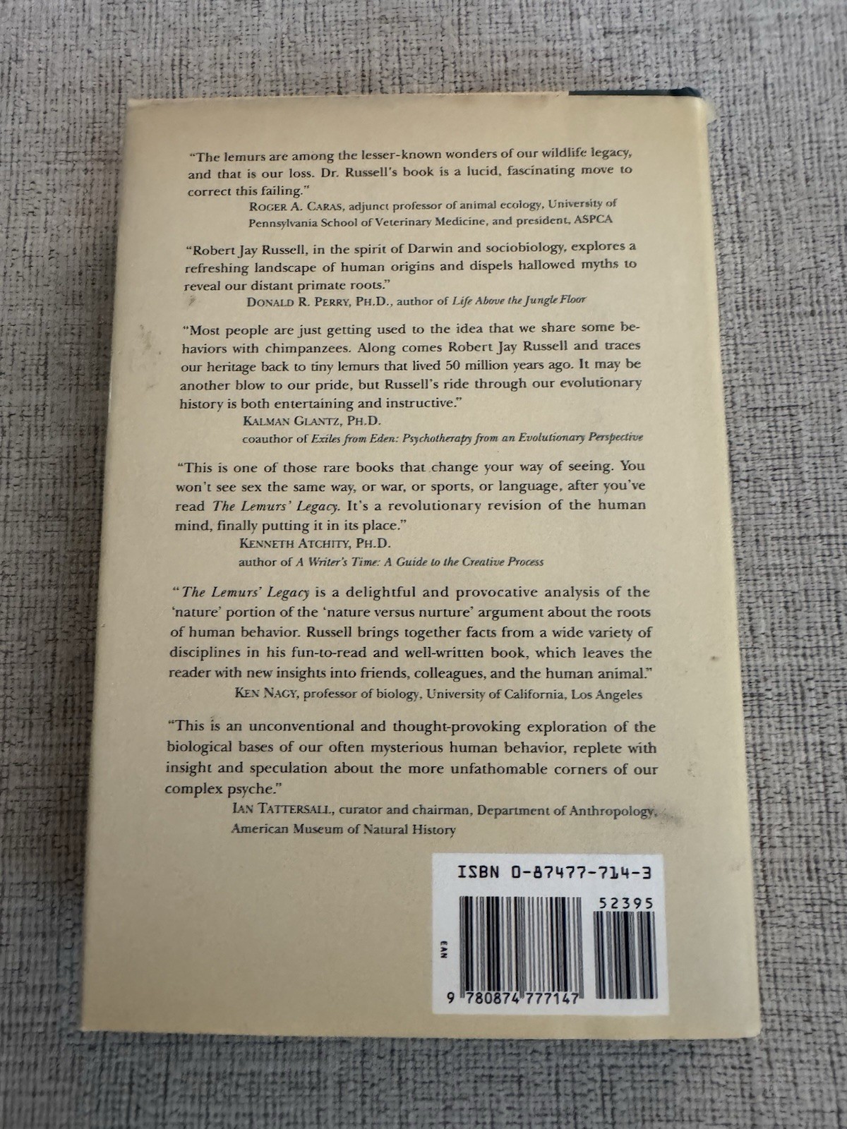 The Lemurs’ Legacy Robert Jay Russell 1993 HC DJ Evolution Power Sex Love