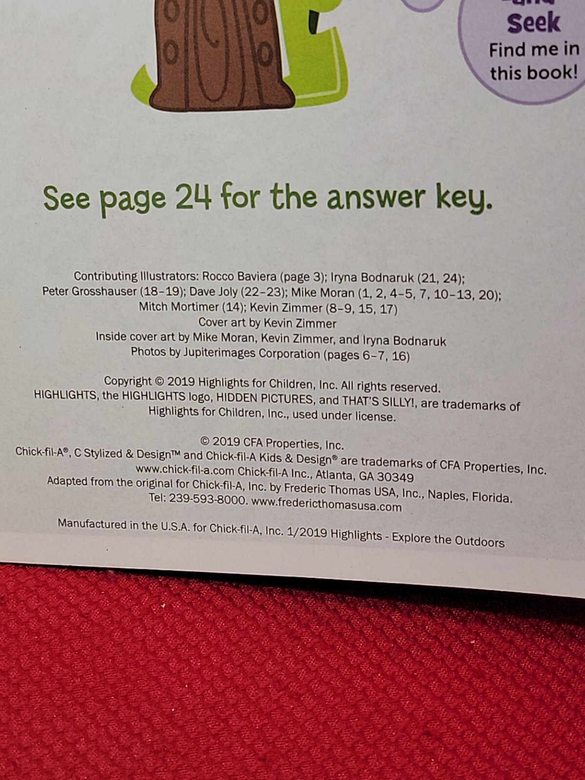 EXPLORE THE OUTDOORS Highlights Chic-Fil-A puzzle maze activity promo Book 2019