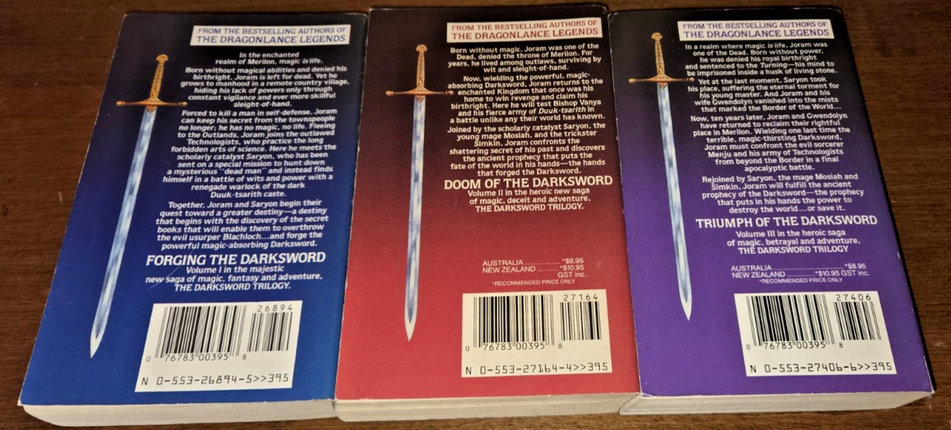 The Dark Sword Trilogy Set Of 3 MM Pbs Margaret Weis & Tracy Hickman Volume 1-3