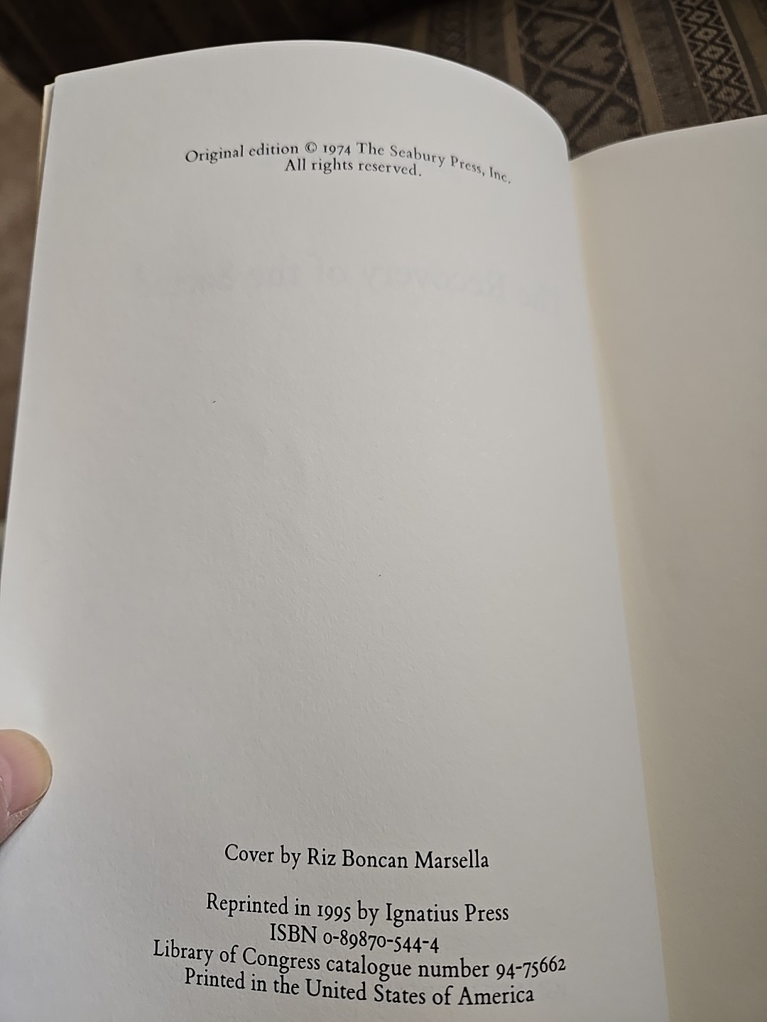 Recovery of the Sacred : Reforming the Reformed Liturgy