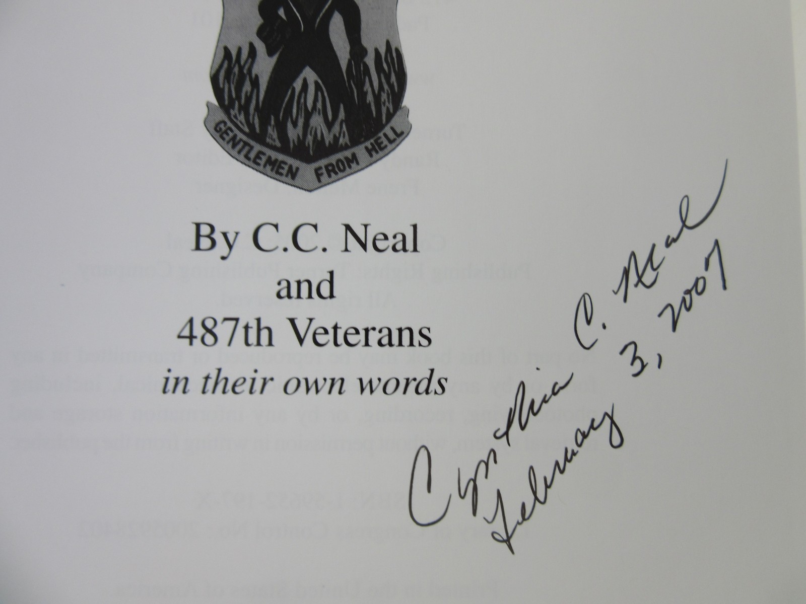 Gentlemen From Hell: Men of 487th Bomb Group By C.C. Neal Hardcover Book Signed