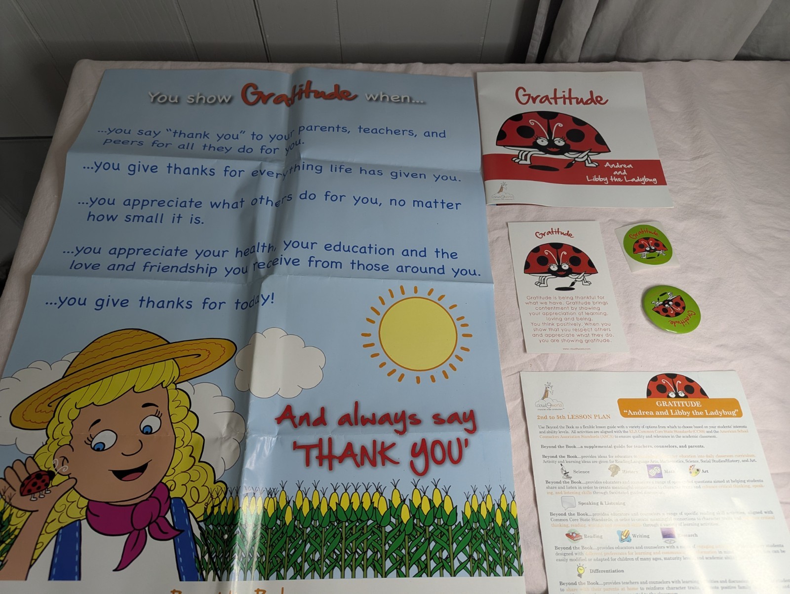 Home School Teachers Cloud 9 world character book GRATITUDE 2nd-5th poster kit