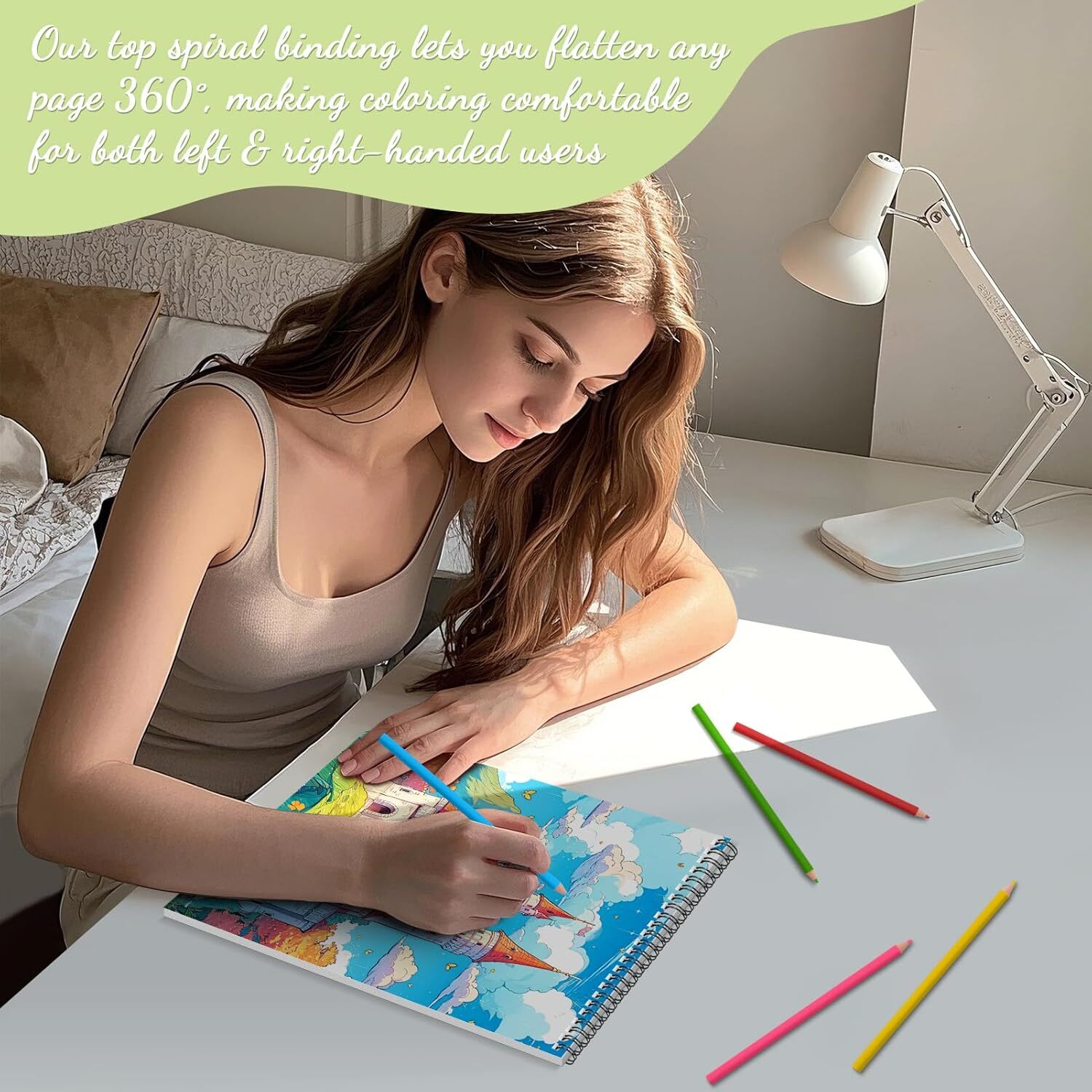 Spiral Bound Adult Coloring Book for Women, Anxiety Coloring Books for Adults Re