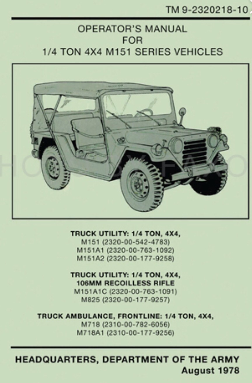 USB FLASH DRIVE US ARMY Jeep M151 Series 3810 Page Operator Repair Parts Manual