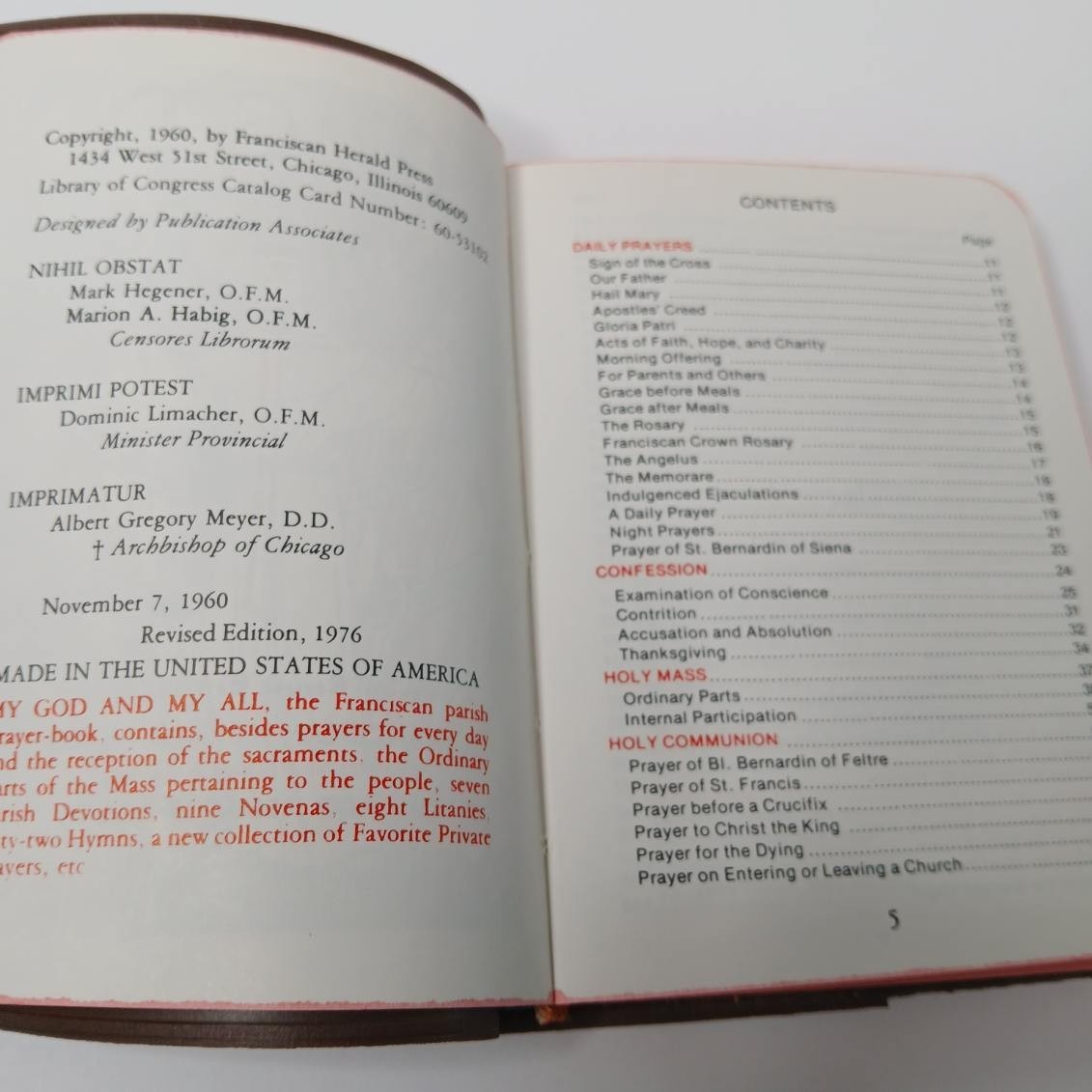 My God And My All 1976 Revised Edition By Franciscan Herald Press Chicago, ILL.