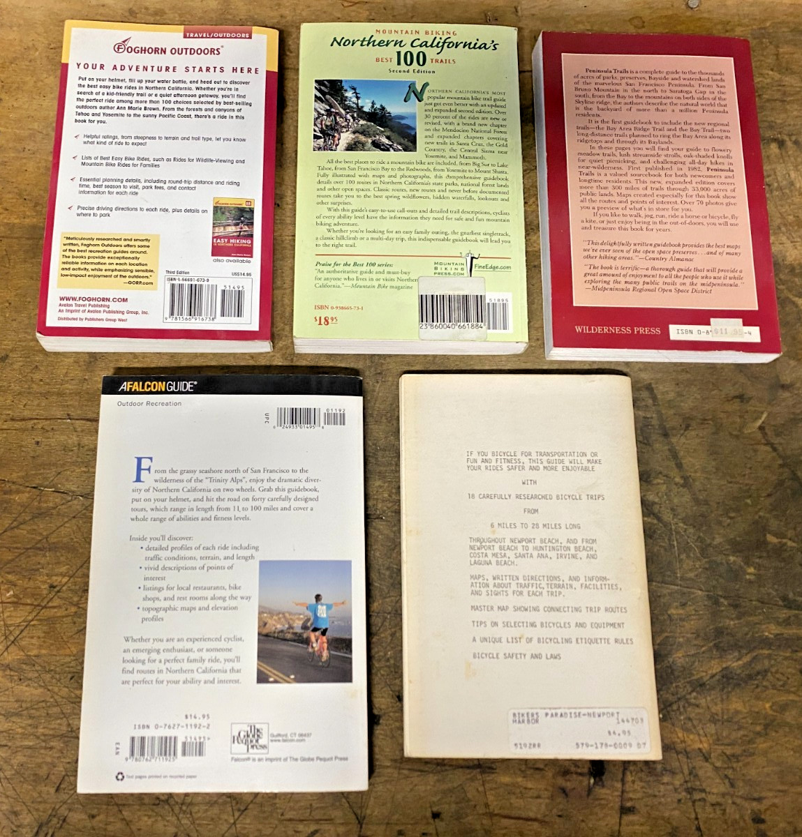 Lot Of 5 California Biking Books- Nor Cal, San Francisco and Newport Harbor Area