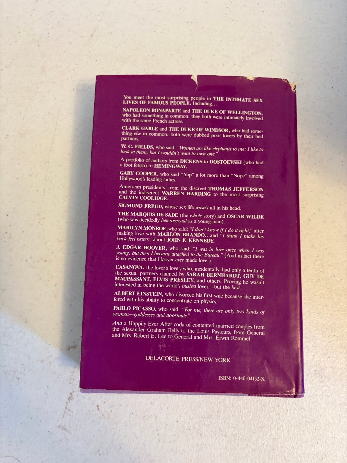 The Intimate Sex Lives of Famous People Wallace 1981 Biography Delacorte Press