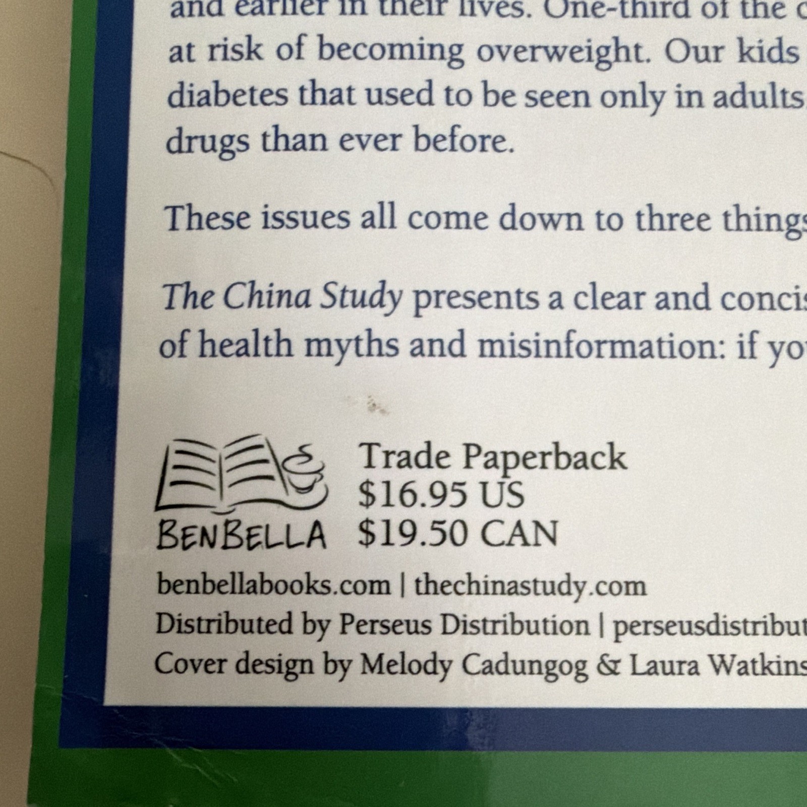 The China Study T. Colin Campbell PhD PB 2006 BenBella 1st Paperback Ed