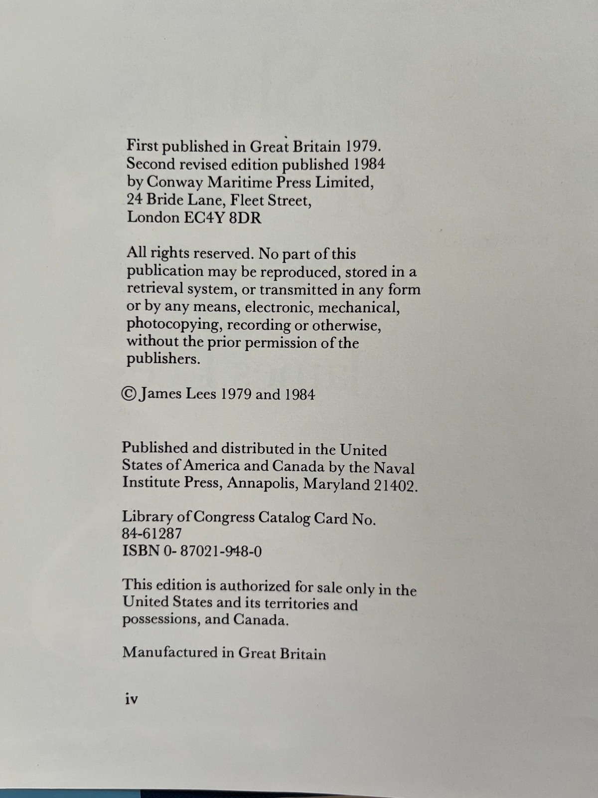 The Masting and Rigging of English Ships of War 1625-1860 – James Lees