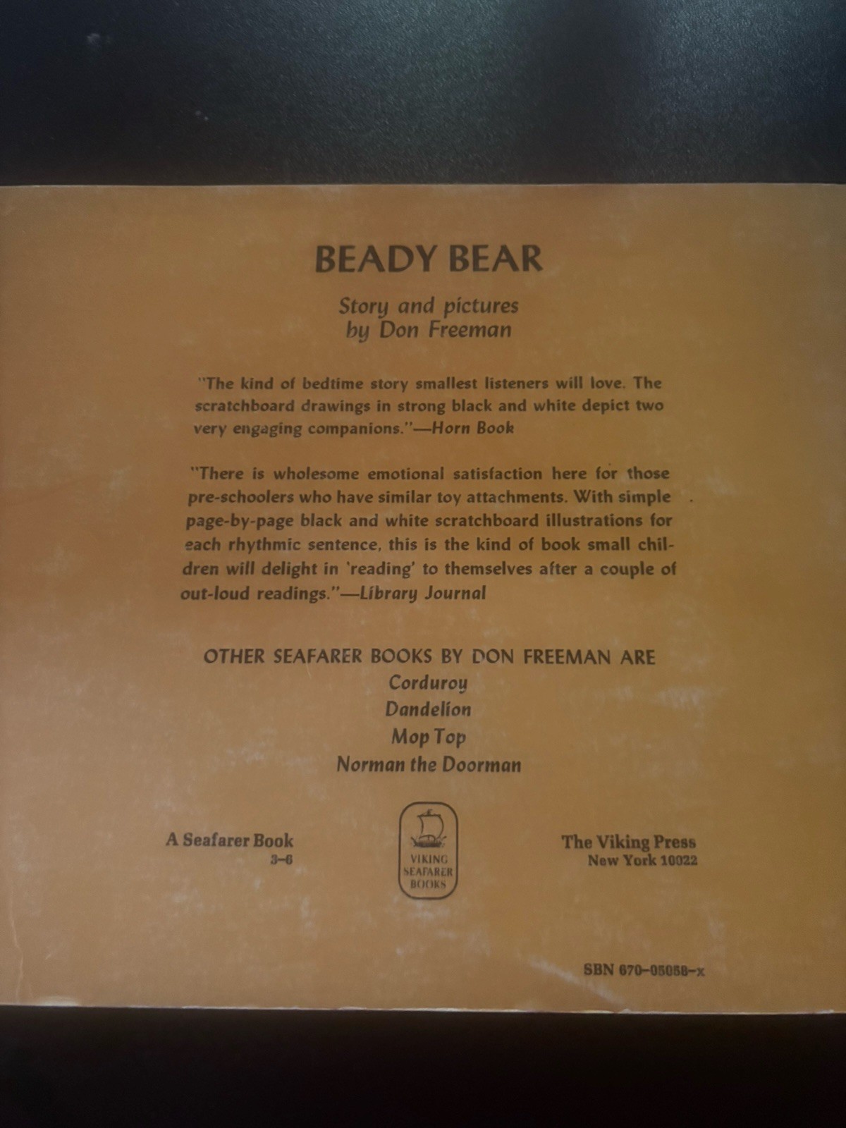 SCARCE SIGNED!! Beady Bear by Don Freeman. 1st PB. VG+