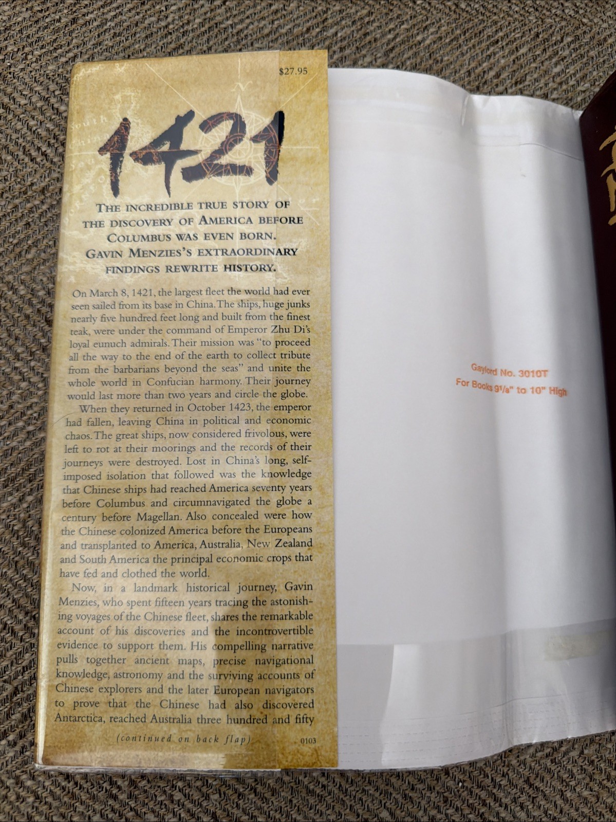 1421 : The Year China Discovered America by Gavin Menzies (2003, HC) Mylar Cover
