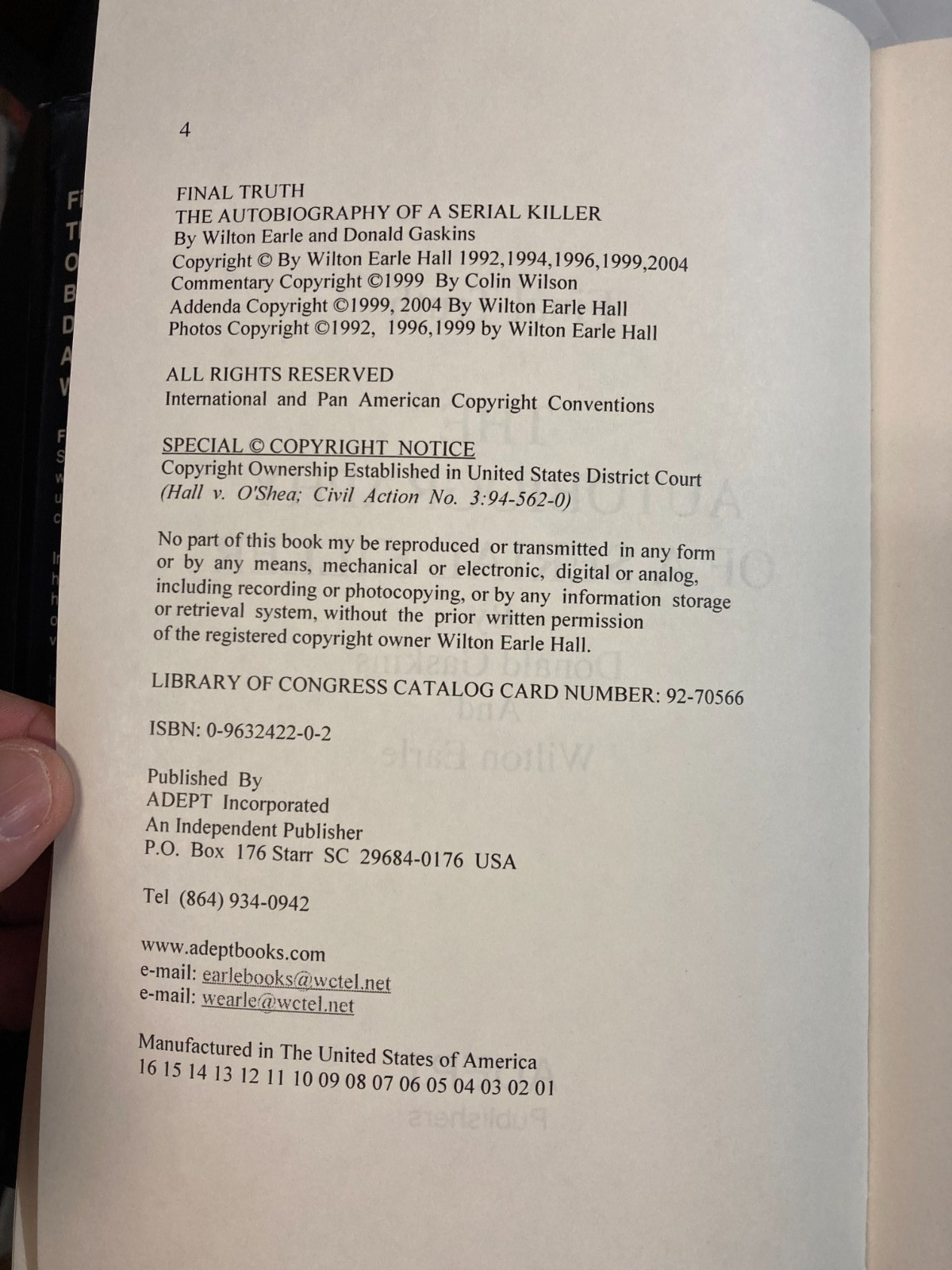 Final Truth: The Autobiography of Mass Murderer/Serial Killer SIGNED!!