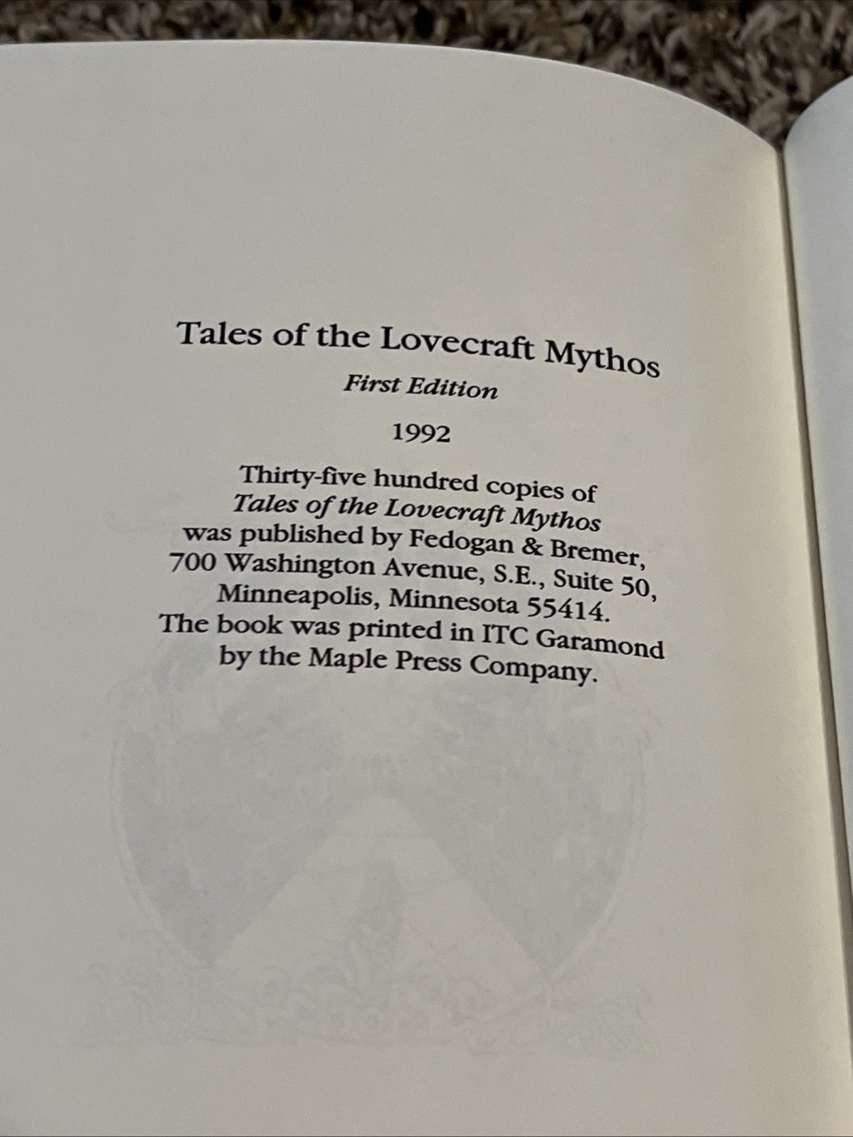 Robert Price *RARE* Tales of the Lovecraft Mythos Book – 1992 – LTD – Arkham