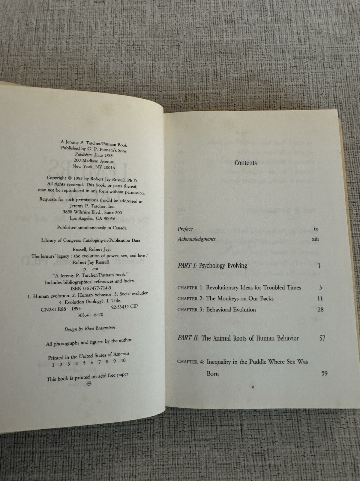The Lemurs’ Legacy Robert Jay Russell 1993 HC DJ Evolution Power Sex Love