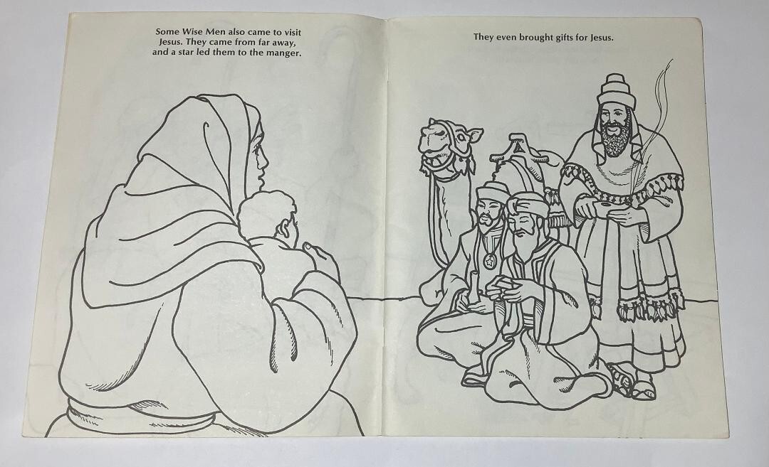 Vintage Life of Jesus Bible Story Coloring Book Warner Press 1988